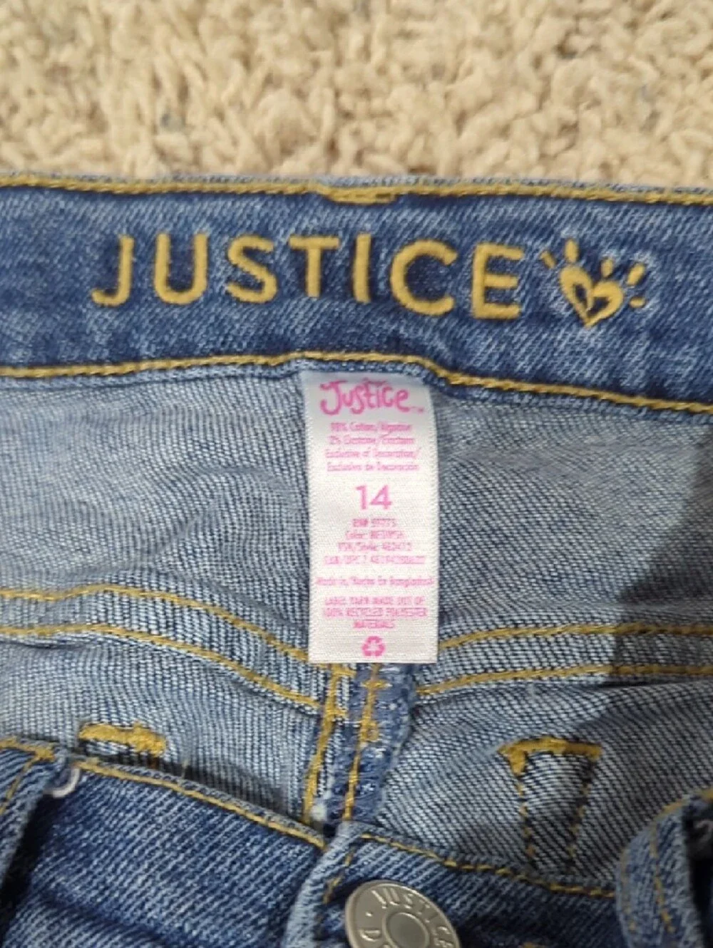Justice Distressed Medium Blue Boyfriend Jeans